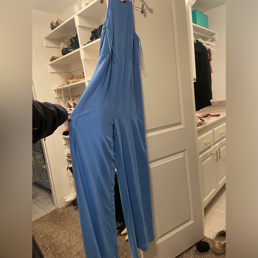 Wide Leg Sleeveless Blue jumpsuit M w Tags